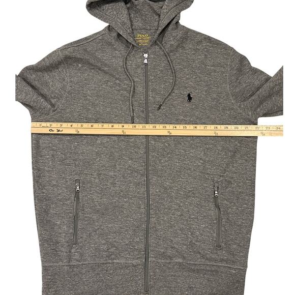 Polo Ralph Lauren Sweatshirt Hoodie Men Medium Gray Performance Full Zip Pockets - Picture 8 of 9